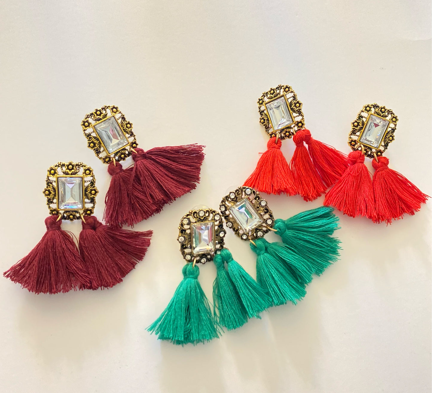 Rhinestone Tassel Earrings